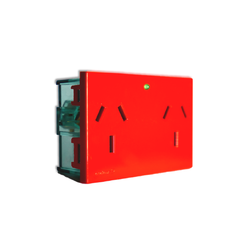 Módulo toma doble con tierra con led testigo rojo